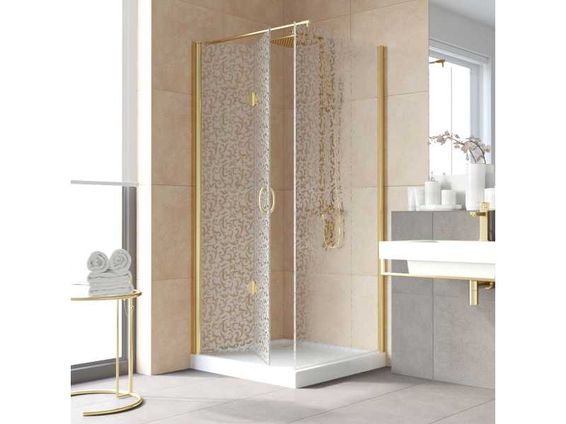 Купить Душевой уголок Vegas Glass GPS-Fis Lux, 80 x 80 x 199.5 см, профиль золото, стекло фея