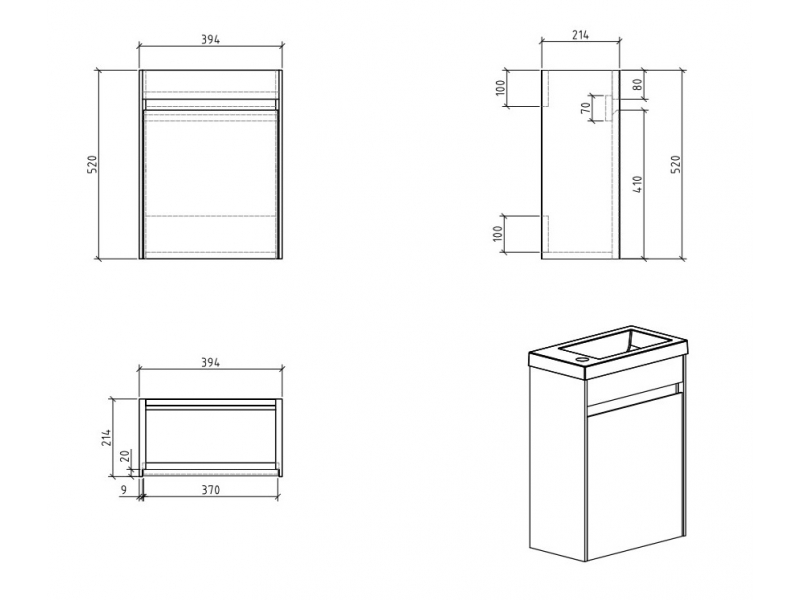 Купить Тумба под раковину BelBagno Pietra Mini PIETRA MINI-400-1A-SO-PT-L/R 40 см, коричневый (Stone)