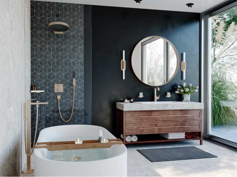 Купить Верхний душ Hansgrohe Rainfinity 26230140, 36 х 36 см, 1 режим струи, с держателем, шлифованная бронза