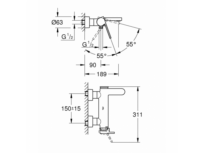 Купить Смеситель Grohe Plus 33553003 для ванны