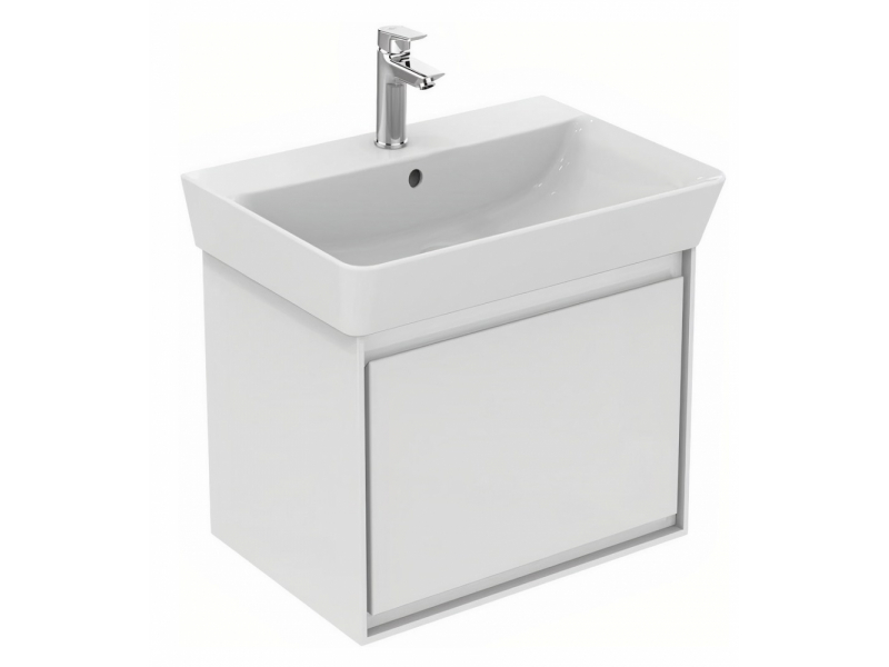 Купить Тумба под раковину Ideal Standard Connect Air Cube 55 см, подвесная, белый глянцевый, белый матовый, E0844B2