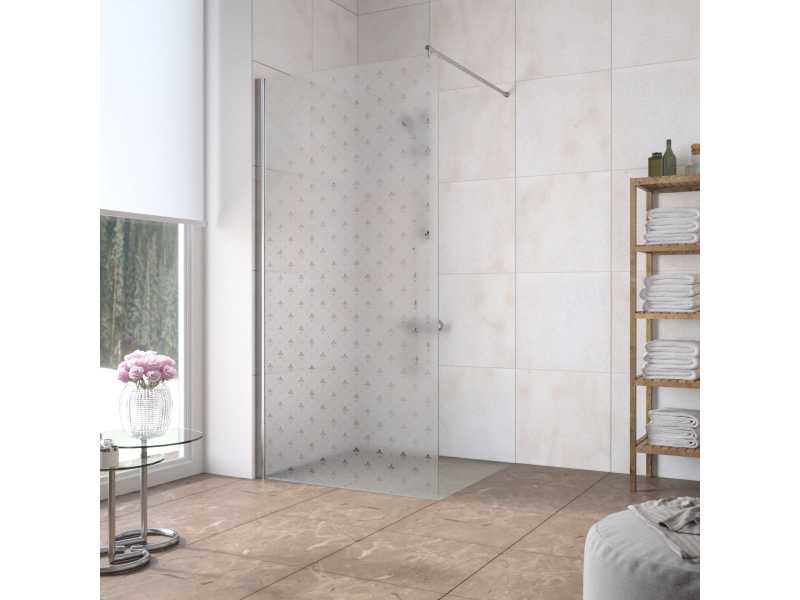 Купить Неподвижная стенка Vegas Glass EAF Lux 76 08 R05, профиль - глянцевый хром, стекло – флер-де-лис, 76*199,5 см