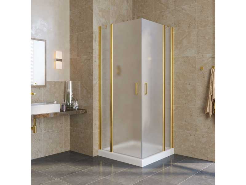 Купить Душевой уголок Vegas Glass EFA Lux, 100 x 100 x 199.5 см, профиль золото, стекло сатин