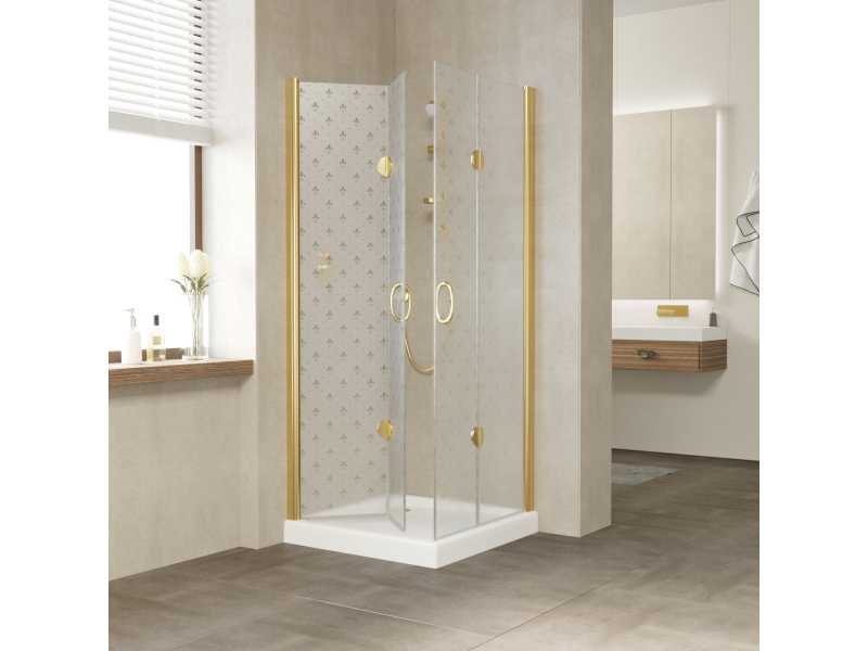 Купить Душевой уголок Vegas Glass 2GPS Lux, 90 x 90 x 199.5 см, профиль золото, стекло флёр-де-лис