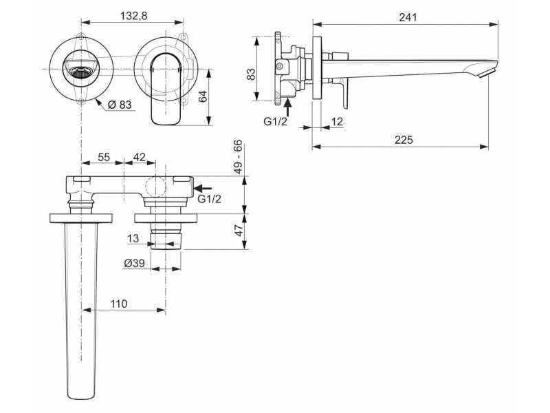 Купить Смеситель Ideal Standard Connect Air настенный для раковины, хром, A7009AA