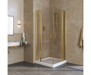 Душевой уголок Vegas Glass EFA Lux, 110 x 110 x 199.5 см, профиль золото, стекло бронза
