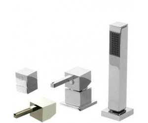 Смеситель Bandini Ice Cube 2 766540SN00LR для ванны и душа, матовый никель/ручка белый дуб