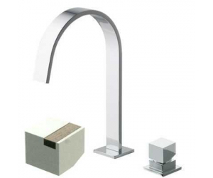 Смеситель Bandini Ice Cube 2 750920SN04LR для раковины, матовый никель/ручка белый дуб