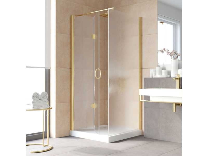 Купить Душевой уголок Vegas Glass GPS-Fis Lux, 100 x 80 x 199.5 см, профиль золото, стекло шиншилла