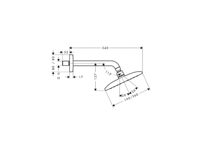 Купить Верхний душ Hansgrohe Raindance E 360 1jet 27371000, с держателем 24 см