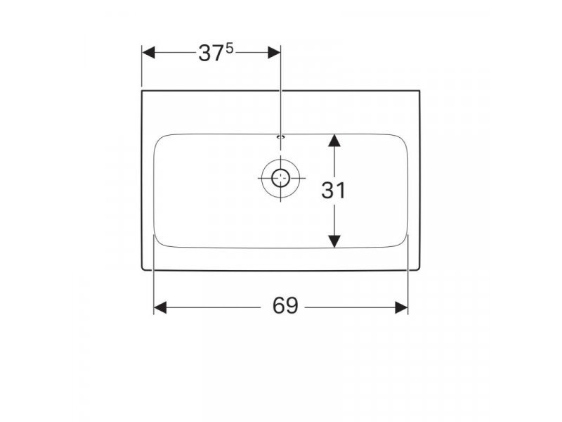 Купить Раковина Geberit iCon 124078000, 75 х 48,5 см, с переливом по центру, без отверстия под смеситель, белая