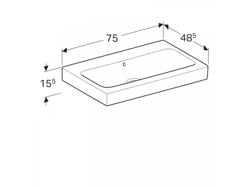 Купить Раковина Geberit iCon 124078000, 75 х 48,5 см, с переливом по центру, без отверстия под смеситель, белая