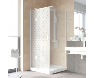 Душевой уголок Vegas Glass AFP-Fis Lux, 100 x 100 x 199.5 см, профиль белый, стекло флёр-де-лис