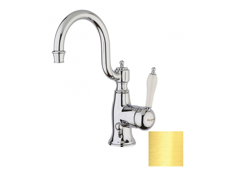 Купить Смеситель для раковины Margaroli Classica RU1001AA01GD, с донным клапаном, золото