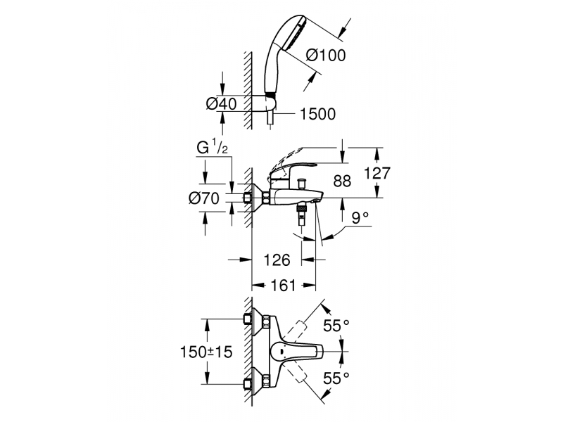 Купить Смеситель Grohe Eurosmart New для ванны и душа 3330220A