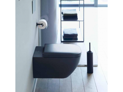 Подвесной унитаз Duravit Happy D.2 Plus 2222098900 36.5 x 54 см безободковый, с креплением Durafix, цвет антрацит матовый