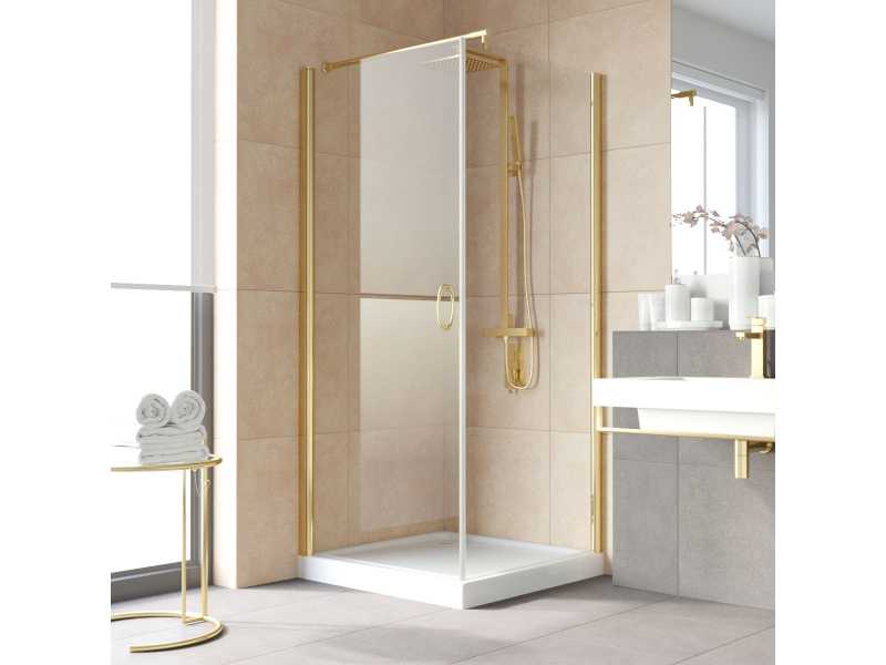 Купить Душевой уголок Vegas Glass EP-Fis Lux, 90 x 100 x 199.5 см, профиль золото, стекло прозрачное