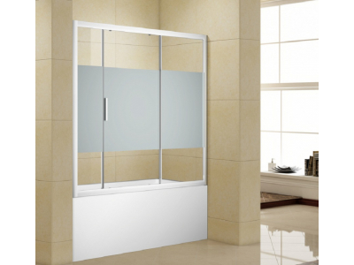 Душевая шторка на ванну Aquanet Practic AE10-B-160H150U-CP, 160 х 150 см, стекла прозрачные с шелкографией, профиль хром (243612)