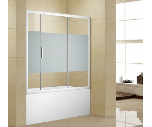 Душевая шторка на ванну Aquanet Practic AE10-B-160H150U-CP, 160 х 150 см, стекла прозрачные с шелкографией, профиль хром (243612)
