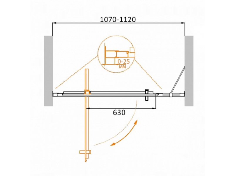 Купить Душевая дверь Cezares Molveno-BA-11-90+20-P-Cr, 110 x 190 см, стекло текстурное Punto, хром