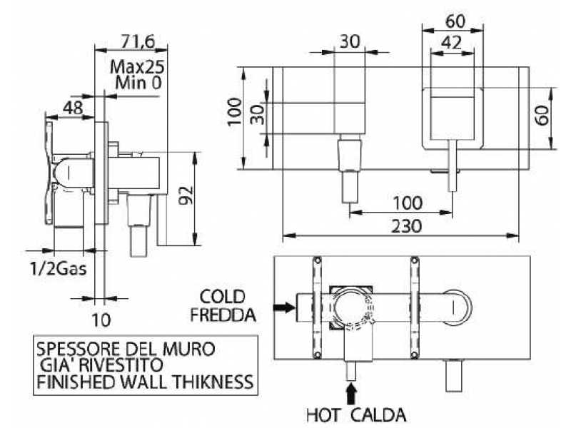 Купить Смеситель Bandini Ice Cube 754520PN00LT для душа, никель/ручка тик
