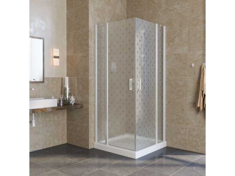Купить Душевой уголок Vegas Glass EFA Lux, 90 x 90 x 199.5 см, профиль белый, стекло флёр-де-лис