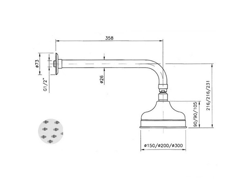 Купить Верхний душ Nicolazzi Doccia Classica 5703DB30 бронза