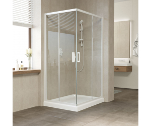 Душевой уголок Vegas Glass Za-F 100 x 80 x 190 см, профиль белый, стекло прозрачный