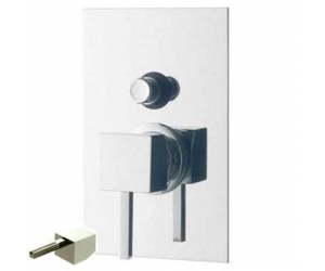 Смеситель Bandini Ice Cube 2 754620SN00LR для ванны/душа, матовый никель/ручка белый дуб