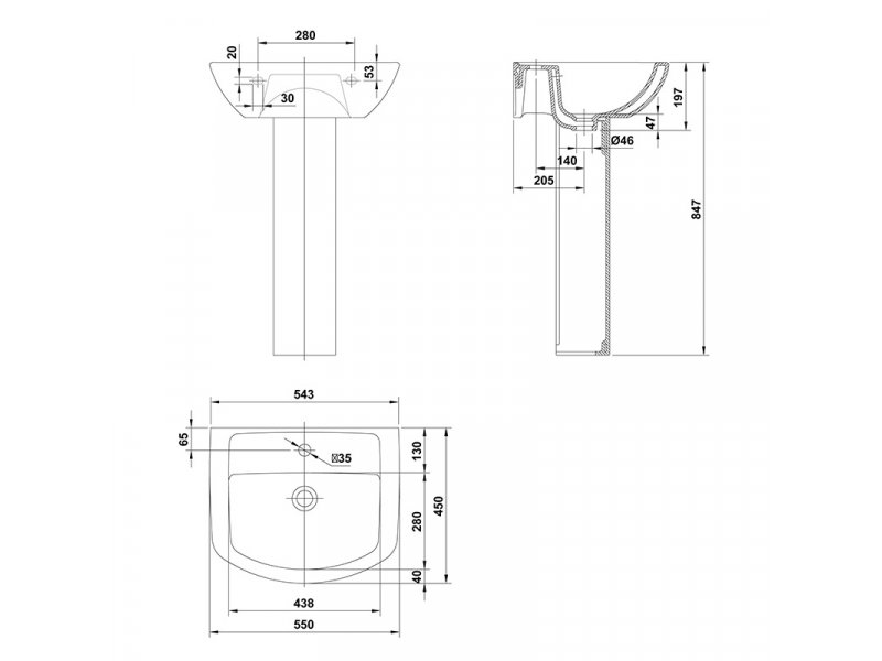 Купить Раковина Gala Smart 25050 (72581), 55 x 45 см
