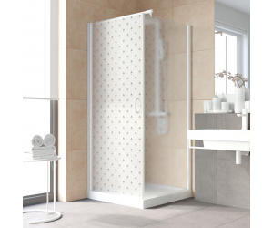 Душевой уголок Vegas Glass EP-Fis Lux, 90 x 80 x 199.5 см, профиль белый, стекло флёр-де-лис