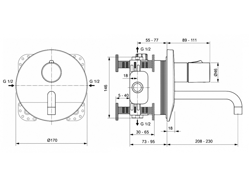 Купить Смеситель Ideal Standard Ceraplus термостатический для раковины, хром, A6151AA