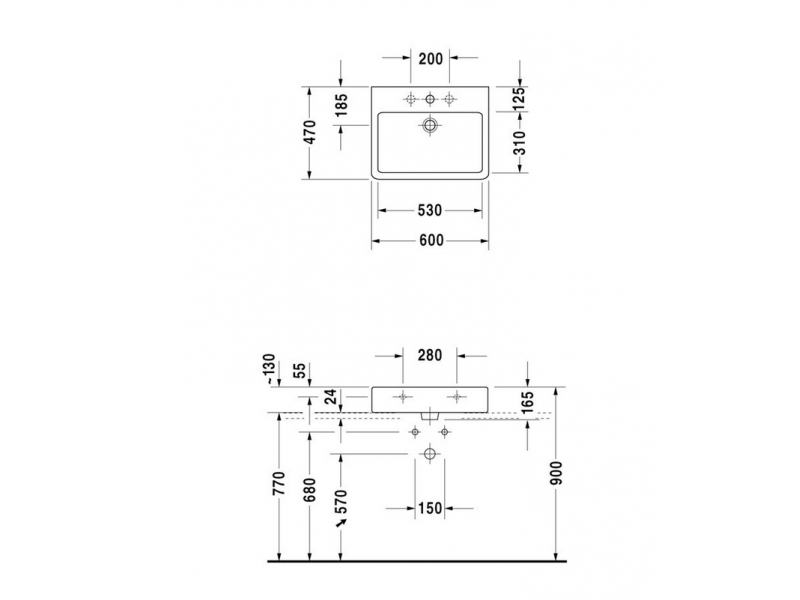 Купить Раковина Duravit Vero 0454600028, 60*46,5 см, без отверстия под смеситель