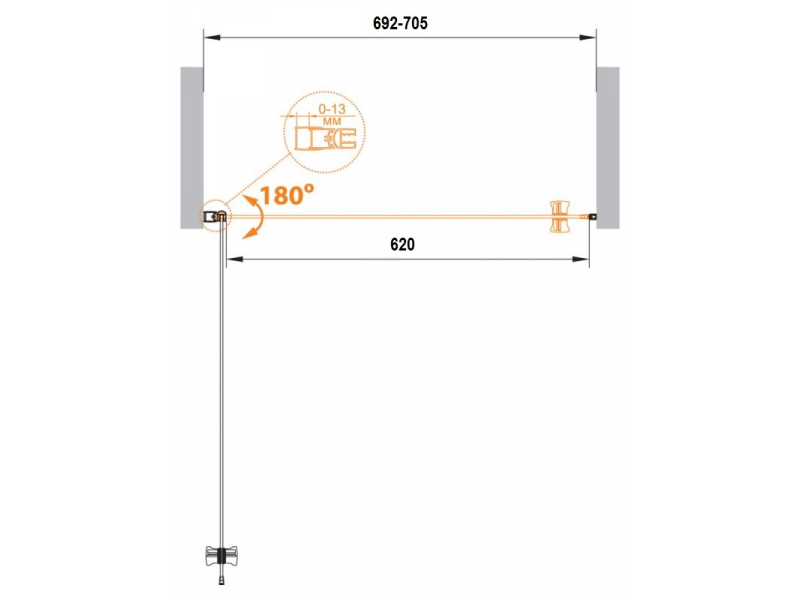 Купить Душевая дверь Cezares ECO-O-B-1-70-P-Cr 70x190 см стекло рифленое