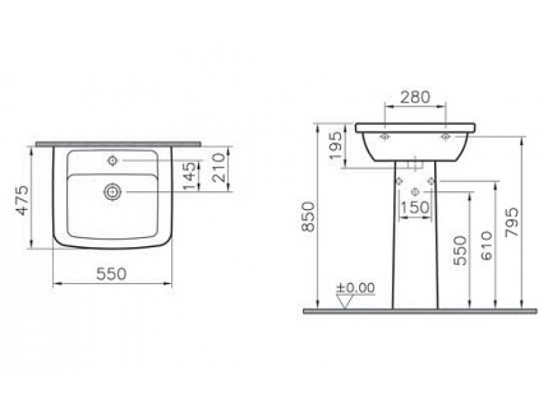 Купить Раковина Vitra 9602B003-7650 Form 300 с пьедесталом