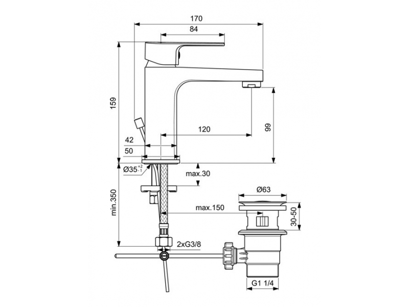 Купить Смеситель Ideal Standard Cerafine Model D Grande для раковины, хром, BC491AA