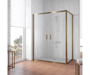 Душевой уголок Vegas Glass Z2P+ZPV, 180 x 90 x 190 см, профиль бронза, стекло ретро