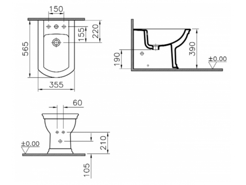 Купить Биде Vitra Serenada 4163B003-0060 напольное