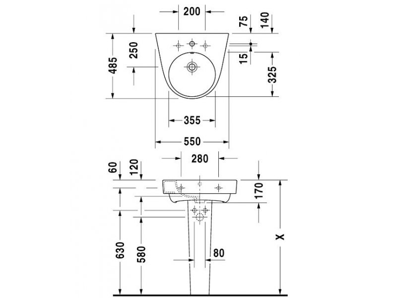 Купить Раковина Duravit Starck 2 23235500001, 55*50 см