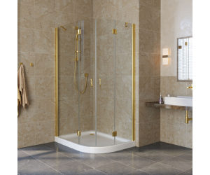 Душевой уголок Vegas Glass AFS-F Lux, 110 x 90 x 189.5 см, профиль золото, стекло прозрачное