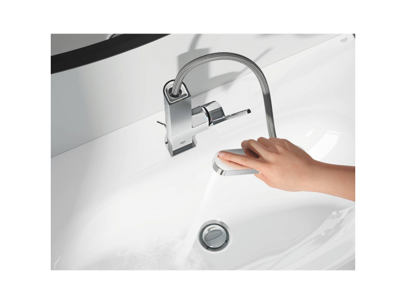 Купить Смеситель однорычажный Grohe Plus 23843003 для раковины, со сливным гарнитуром, выдвижной излив