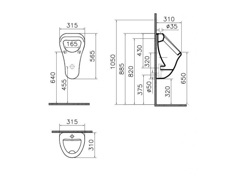 Купить Писсуар Vitra Arkitekt с внешним подводом воды, 6202B003-0198