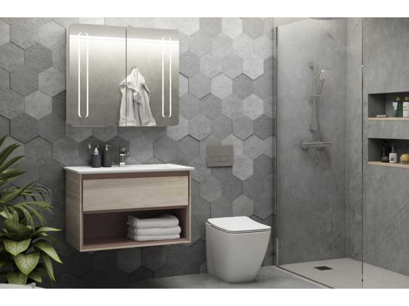 Купить Тумба под раковину Ideal Standard Connect Air 80 см, подвесная, светло-коричневое дерево, светло-коричневый матовый, E0827UK