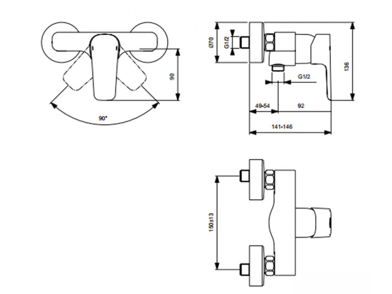 Купить Смеситель Ideal Standard Ceraplan III B0716AA для душа