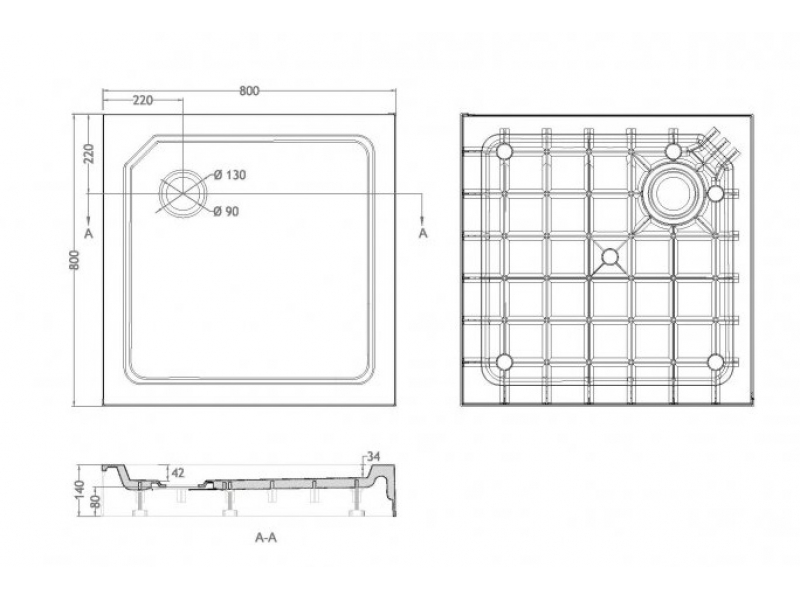 Купить Душевой поддон Cezares Tray-SMC 80 x 80 см из стеклокомпозита (SMC), TRAY-SMC-A-80-550-150-W