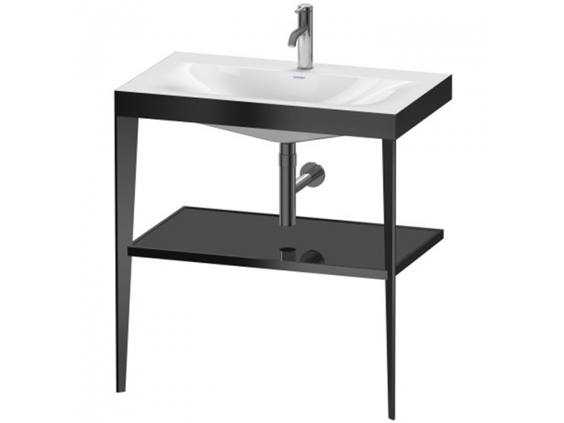 Купить Консоль напольная Duravit XViu XV4715OB240 80 x 48 x 85 см с полкой, с раковиной без перелива, 1 отв., black matt/black high gloss lacquer