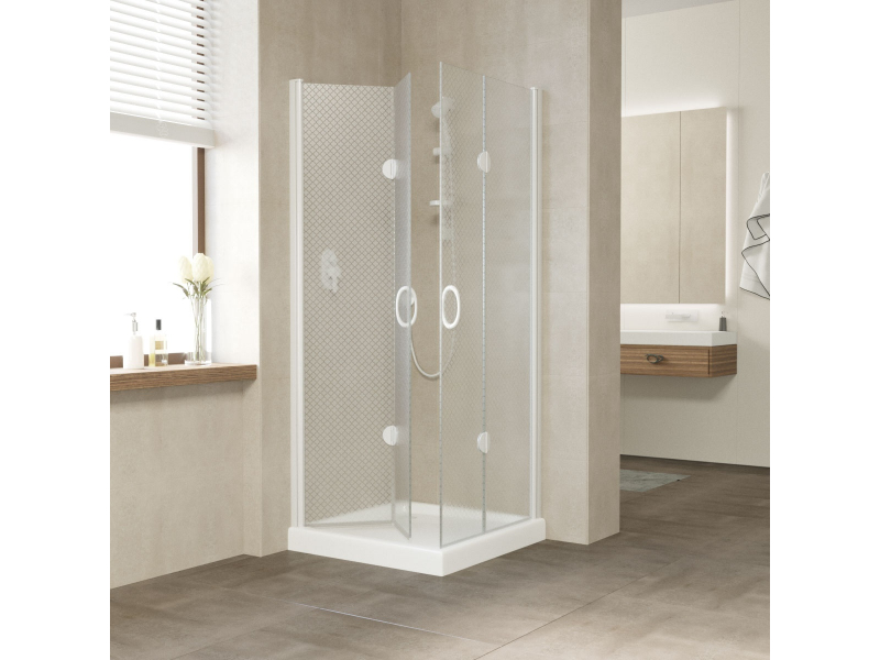 Купить Душевой уголок Vegas Glass 2GPS Lux, 90 x 90 x 199.5 см, профиль белый, стекло ретро