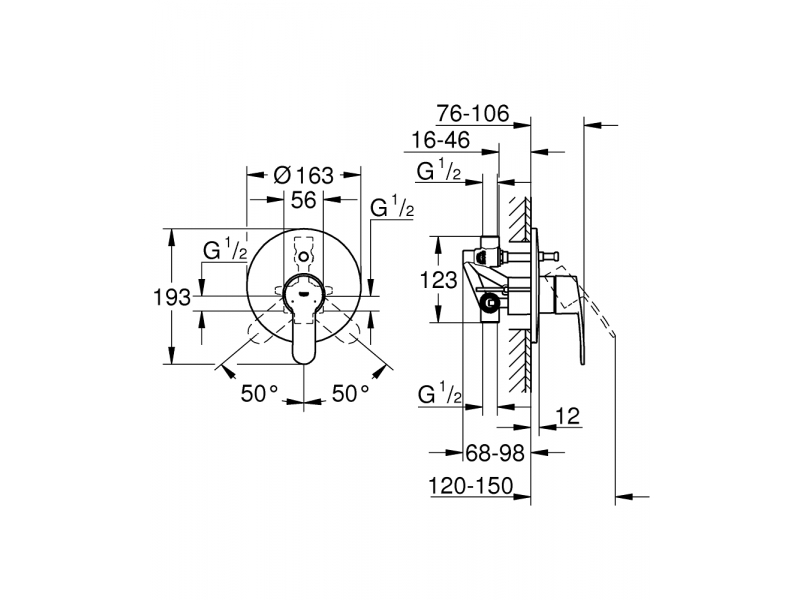 Купить Смеситель для ванны/душа Grohe Eurostyle Cosmopolitan 33637002, в сборе