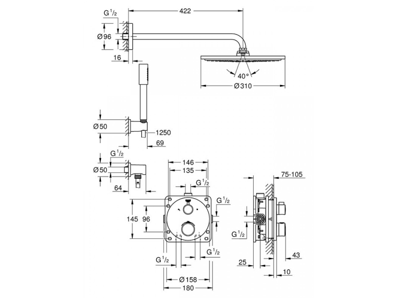 Купить Душевая система Grohe Grohtherm Rainshower Cosmopolitan 34731000, хром