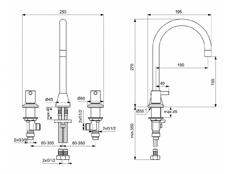 Купить Смеситель Ideal Standard Ceraline для раковины, на 3 отверстия, хром, BC196AA